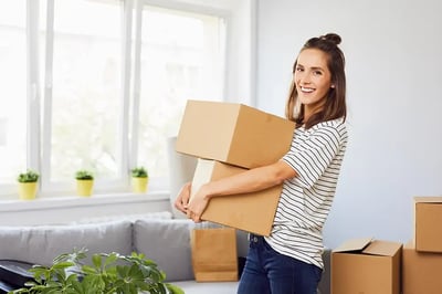 Woman with moving boxes.