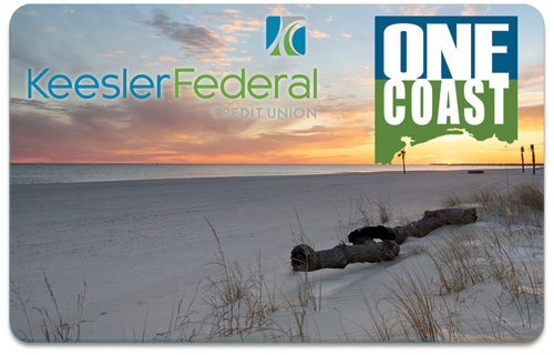 Keesler Federal credit card with One Coast background