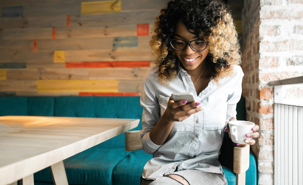 Woman banking on her phone