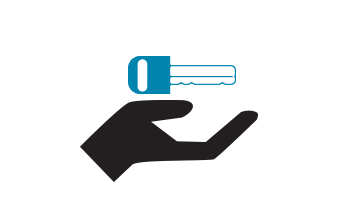 Icon of hand with car keys above it