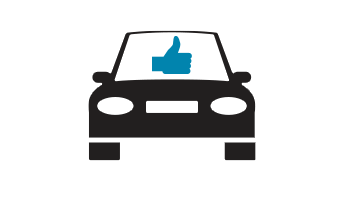 Photo of a car icon with a thumbs up icon inside