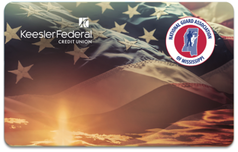 Keesler Credit Union Mississippi National Guard Mastercard Platinum debit card design.