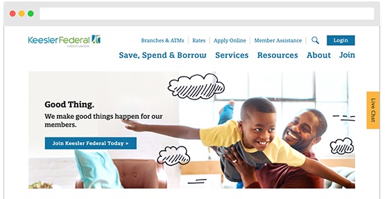 snapshot of KFCU homepage